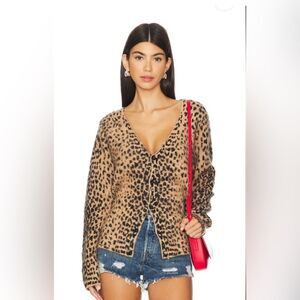 Jaded London Leopard Chuck Cardigan Sweater NWT